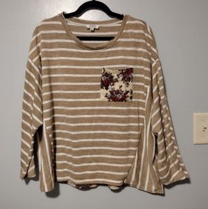 Umgee striped floral boho top size